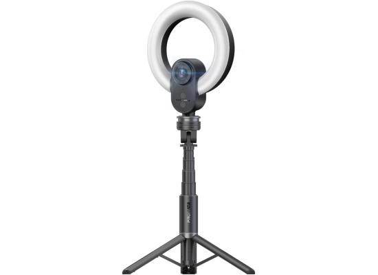 Promate VistaCam High-Precision 2K Ultra HD Webcam with Adjustable Ring Light, 90° Wide Angle Autofocus, Dual Omni-Directional Mics, and Universal Compatibility for Windows, macOS, and Linux, Black